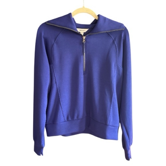 NWT SPANX AirEssentials Half Zip Sweatshirt Deep Azure Evereve M - Picture 3 of 11